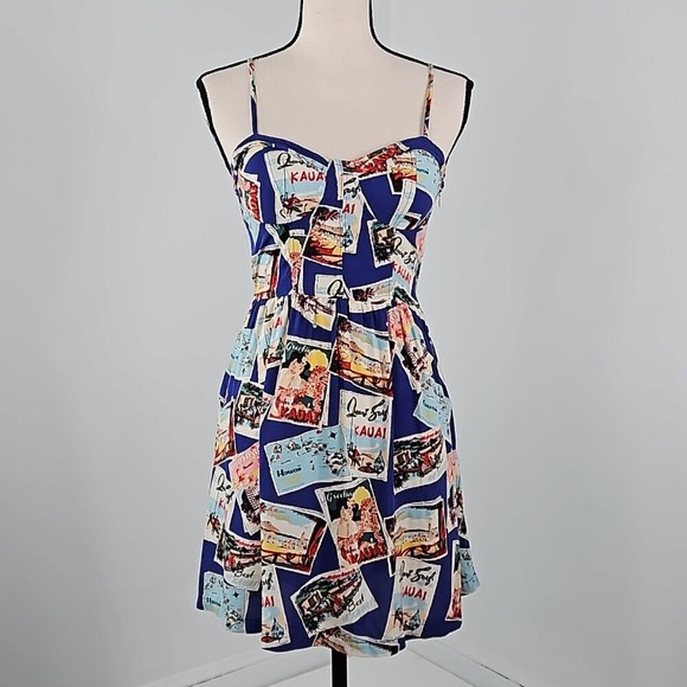 Keds Kauai Princess Hawaiian Postcard Print A-Line Mini Dress | Women's Medium‎